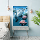 5D Mosaic Swan in Lake Full Round Drill Diamond Drawing Art Painting Handicra