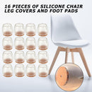 16pcs Durable Non-Slip Chair Desk Leg Protective Case Cap Pad Silicone Tabl
