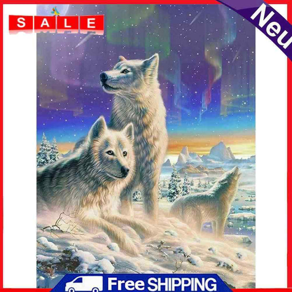 Diamond Painting 5D Full Round Drill Mosaic DIY Wolf in Snow Wall Decoration Kit