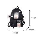 Women Fashion Travel Solid Color Patchwork Backapck Knapsack with Cow Pendant