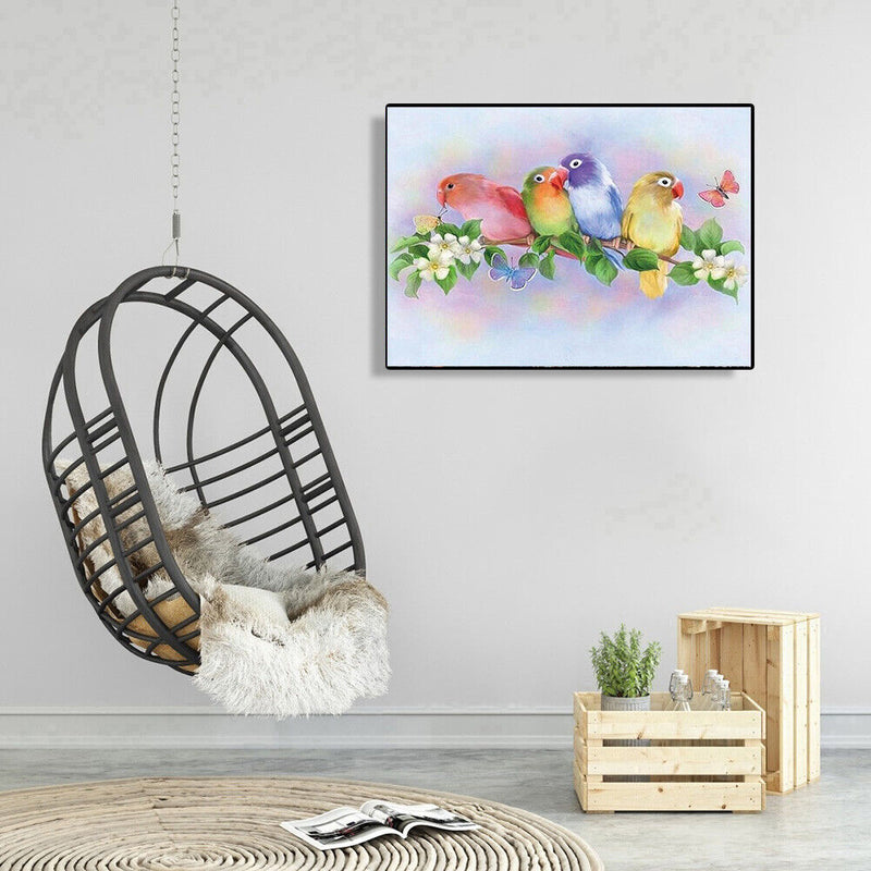 5D DIY Diamond Painting Standing Branch Parrots Cross Stitch Embroidery Rhinesto