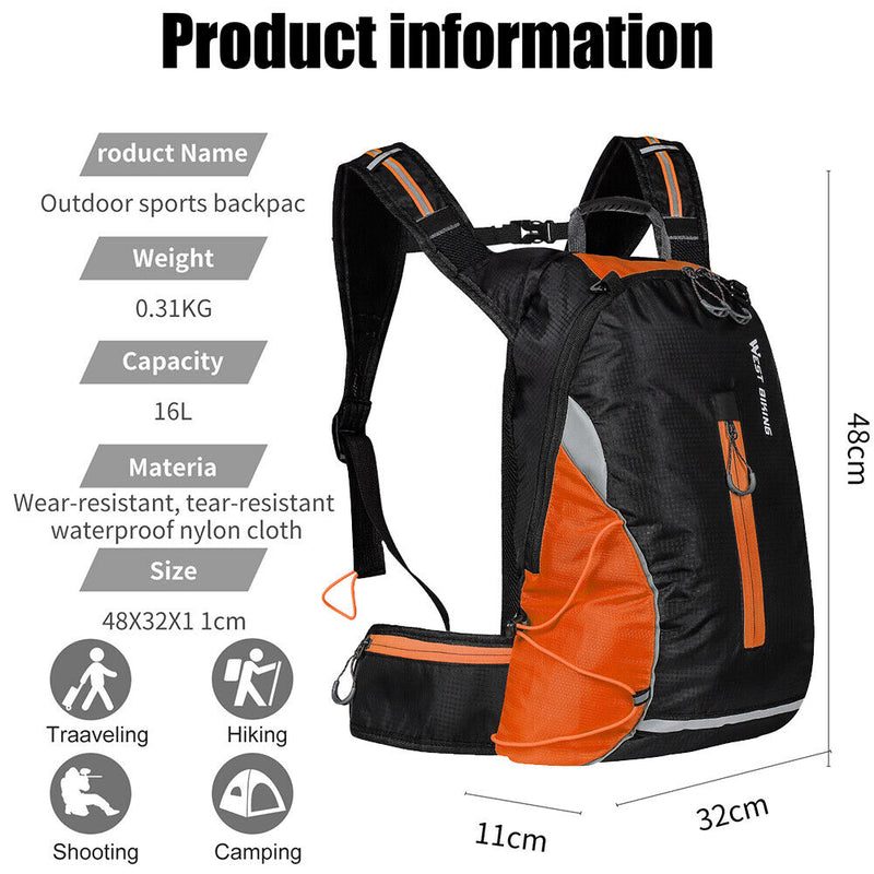 Cycling Backpack Men Women Bicycle Hiking Camping Travel Bagpack (Red)