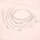 5pcs/set Women Adjustable Cuff Bracelet Map Beads Palm 8 Hand Chain Jewelry Gift