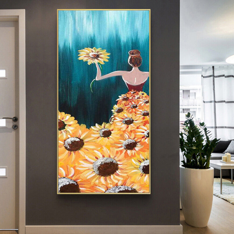Frameless Oil Paint By Numbers DIY Flowered Skirt Girl Picture Craft for Home