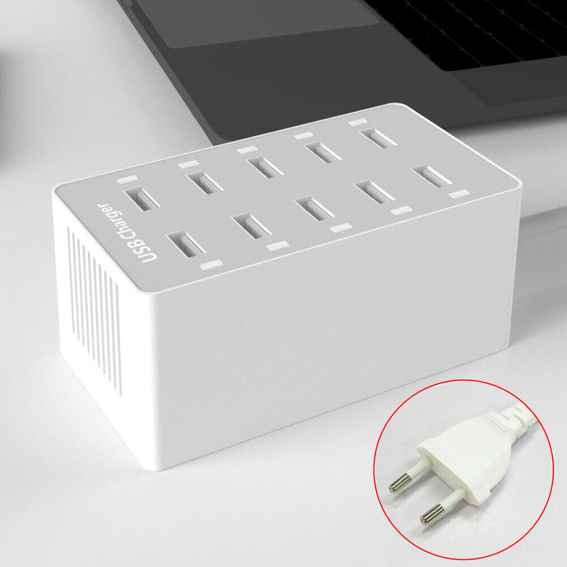 10 Port USB Charger 50W Desktop Charging Station for Phone Tablet (EU) Newly