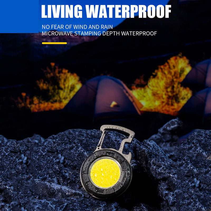 Camping Survival Bottle Opener Outdoor 5 Mode COB LED Mini Keychain Flashlight