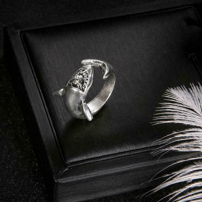 2 Pcs/Set Simple Adjustable Alloy Shark Open Rings Jewelry Gi1r Unisex O4J6