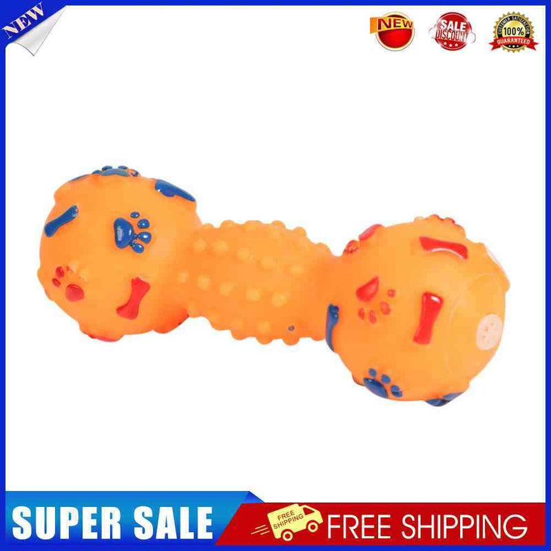 Colorful Dotted Dumbbell Shaped Squeeze Squeaky Faux Bone Pet Dog Toys