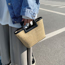 Korean Straw Totes Bag Women Retro Shoulder Bag Summer Beach Woven Handbag Purse