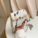 Plant Print Leather Crossbody Bag Women Chain Small Shoulder Handbag (S)