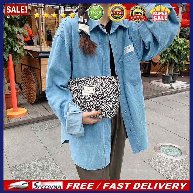 Women Fashion Animal Pattern Printing Canvas Day Clutch Small Makeup Storage