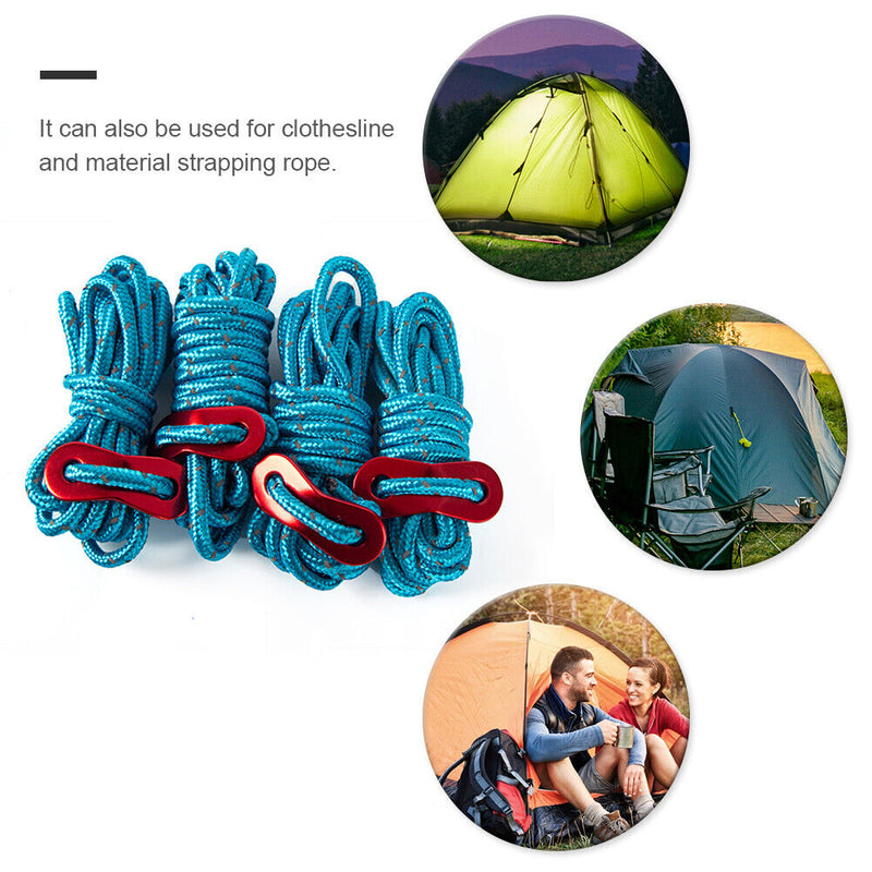 4pcs 4mm Tent Wind Rope Cord Tensioner Outdoor Camping Reflective Lanyard R