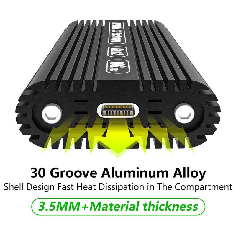 USB3.1 Gen2 10Gbps Cooling Case PCIE NVMe M-Key M.2 SSD External Enclosure