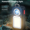 Solar Powered COB LED Flashlight Torch Waterproof Pocket Working Light Keychains