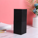 Square Leather Makeup Brush Holder Travel Cosmetic Pen Storage Cup (Black)