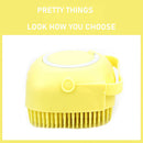 Silicone Pet Cat Bath Massage Brush Shampoo Grooming Comb Scrubber (Yellow)