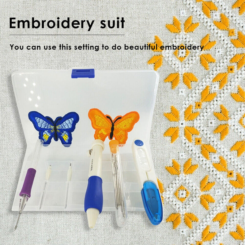 Embroidery Tool Set Threads Pen Threaders Kit for DIY Cross Stitch Sewing C