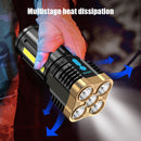 500LM Portable Flashlight USB Rechargeable Power Display Torch Warning Lantern