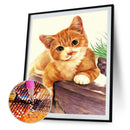 Handmade Yellow Cat 5D DIY Full Round Drill Drawing Kit Diamond Painting Artw