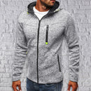 Hooded Zipper Men Long Sleeve Print Leisure Autumn Winter Cotton Fashion Coat