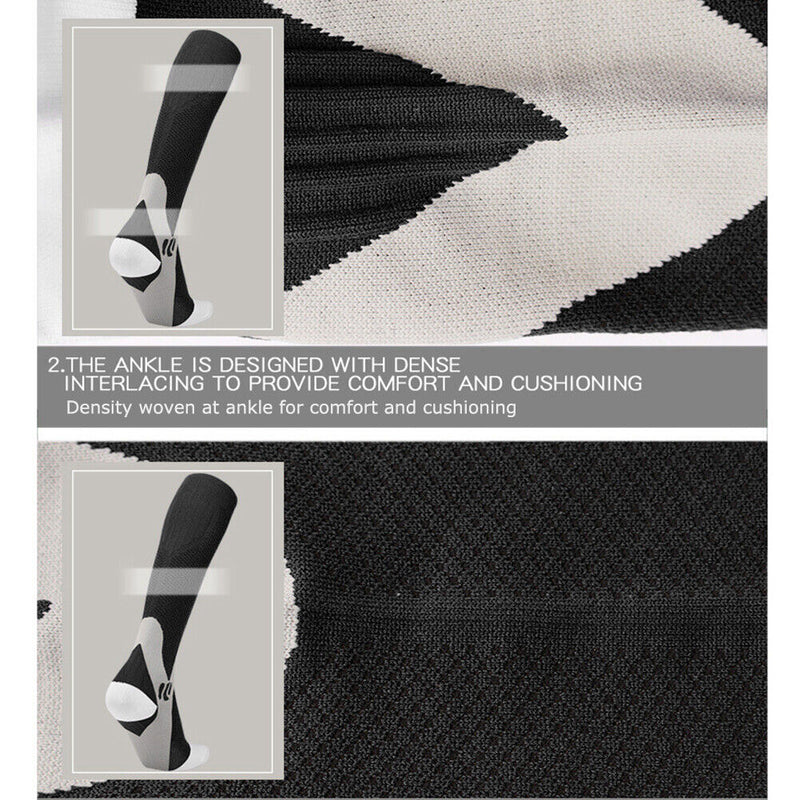 Compression Socks Unisex Sports Running Football Elastic Socks (Black S/M) Newly