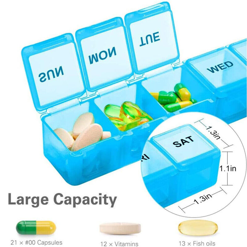 7 Days Weekly Medicine Box Non-toxic Pill Box Capsule Tablet Storage Holder