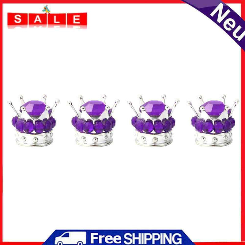 4x Universal Car Diamond Crown Wheel Tire Valve Cap Auto Tyre Rim Stem Air Cover