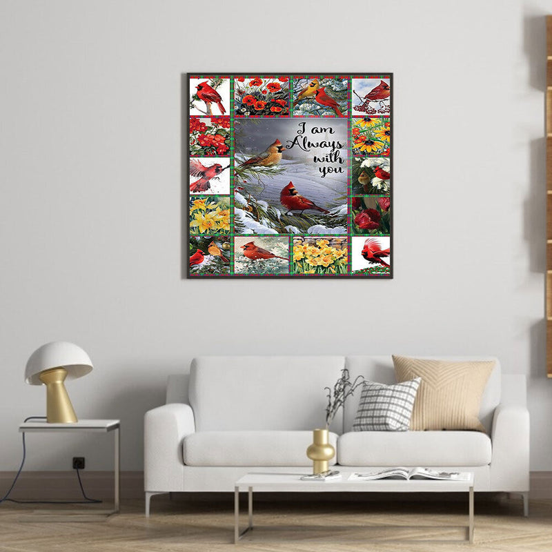 5D DIY Diamond Painting Kits Full Round Drill Cardinal in Frame Mosaic Picture