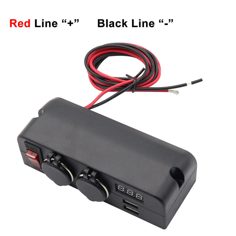 Cigarette Lighter Socket USB Car Charger Voltmeter with Rocker Switch+Wire Newly
