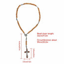 Catholic Cross Pendant Cross Necklace Wood Beads Necklace Rosary Necklace
