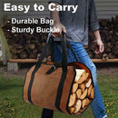 Firewood Log Bag Heavy Duty Waxed Canvas Log Tote Bags T For Indoor O H O9C2
