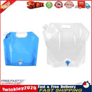 2pcs 5L+10L Collapsible Outdoor Camping Drinking Water Bag (Blue+White) Newly