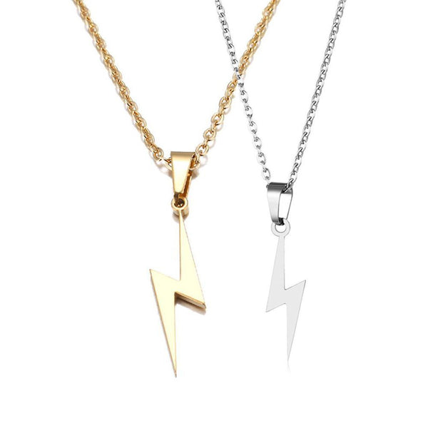 Women Jewelry Men Lightning Pendant Stainless Steel Necklace Choker Long Chain