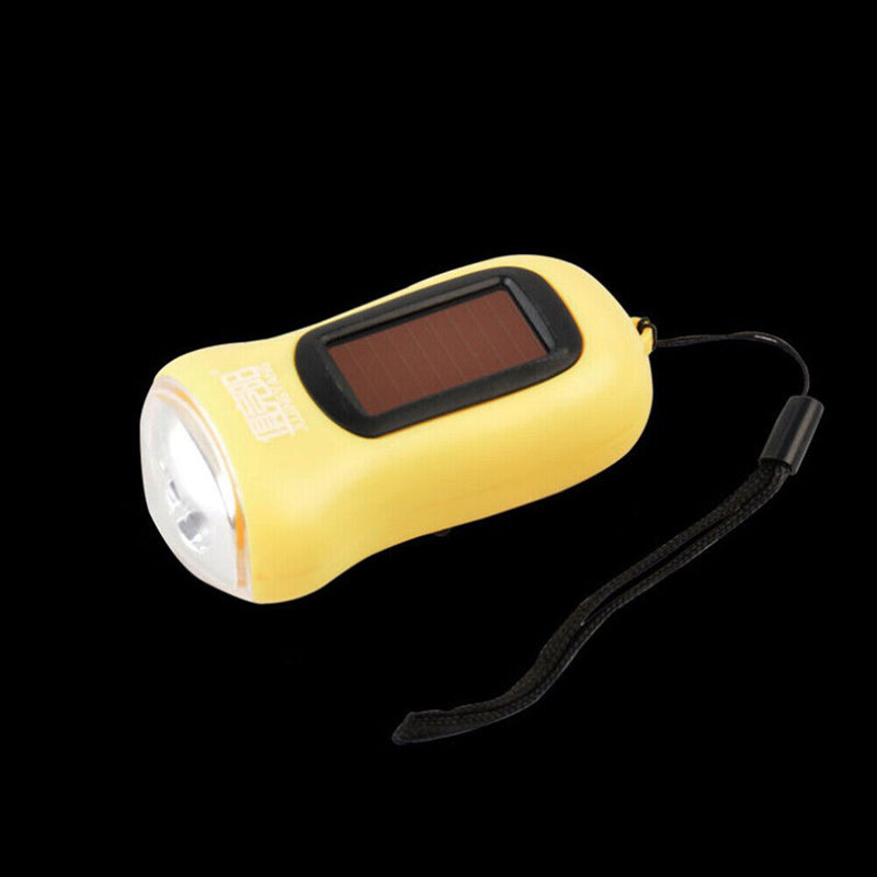Hand Crank Solar Dynamo Torch Lamp Outdoor Emergency LED Flashlight (yellow