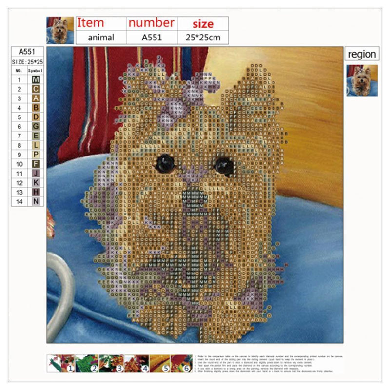 5D DIY Diamond Painting Dog Cross Stitch Embroidery Wall Art Needlework Kit