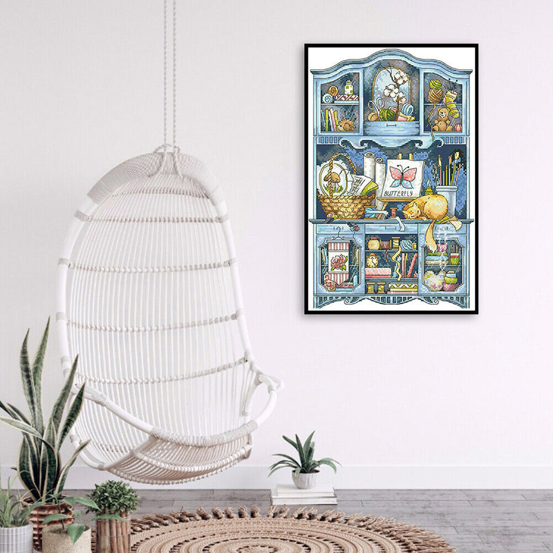 Partial Embroidery Set Cross Stitch Needlework Kit 14CT House Cabinet Artwork