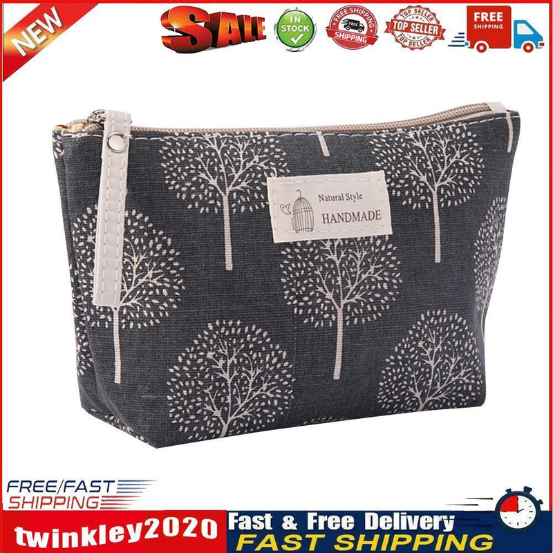 Printed Cosmetic Bag Canvas Purse Zip Makeup Wash Storage Pouch (Style 6) Newly