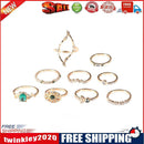 9pcs/Set Fashion Turquoise Ring Retro Rhinestone Knuckle Rings Jewelry Gift