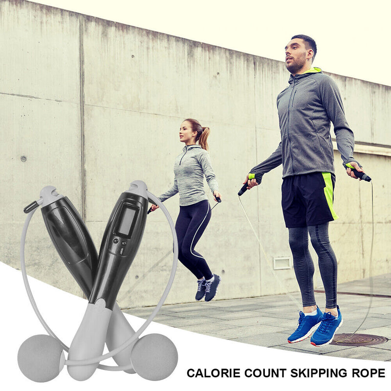 Wireless Calorie Digital Counter Skip Rope Sport Weights Jump Rope (Grey) Newly