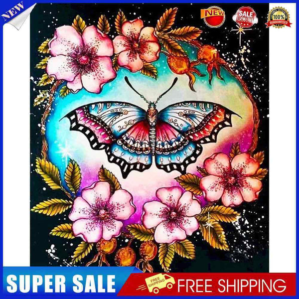 Flower Butterflies Oil Paint By Numbers Kit DIY Acrylic Painting on Canvas