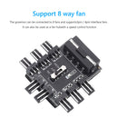 1 to 8 Computer Chassis Fan Hub Cooling Speed Controller 12V Power Supply Cooler