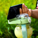 Frog Water Bottle with Straw and Strap Plastic Drinking Bottle Leakproof~