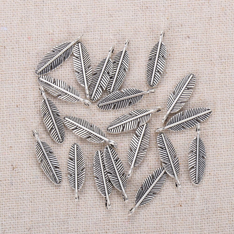 DIY Finding Jewelry Small Charm Bracelet Beads Feather Leaf Necklace Pendant