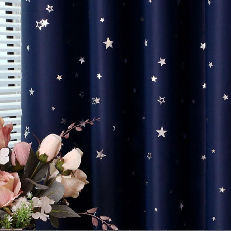 Star Pattern Window Shading Curtain Blackout Bedroom Balcony Home Purdah(D)