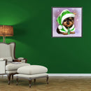 5D Diamond Painting Dog in Green Hat Full Round Drill DIY Wall Art Crafts M