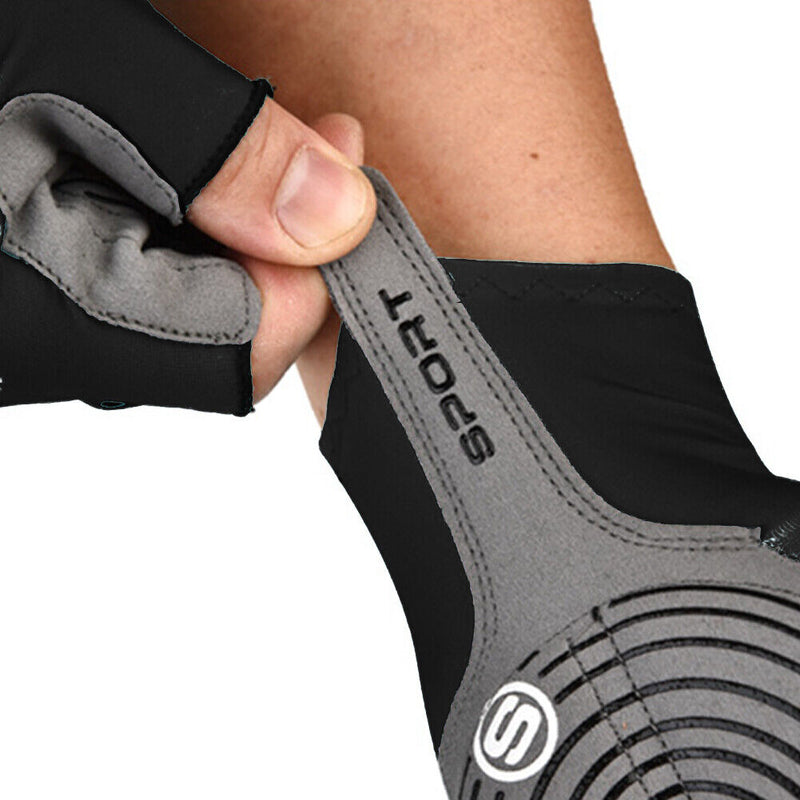Ice Silk Women Men Gloves Sports Cycling Half Finger Hand Gloves (Black L)