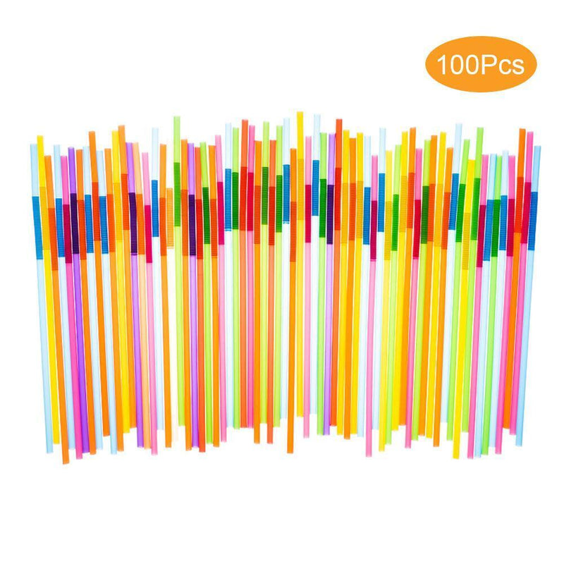 300pcs Disposable Safe Plastic Color Straw with Extendable Elbow Design