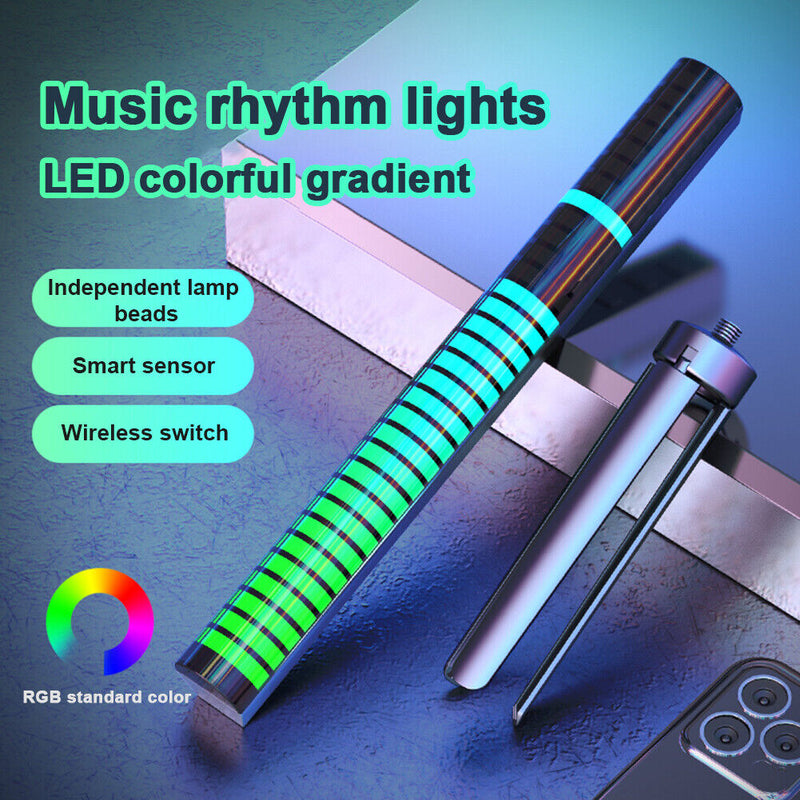 32-Bit RGB Rhythm Lamp Pickup Voice Activated DJ LED Light Bar for PC Car Newly