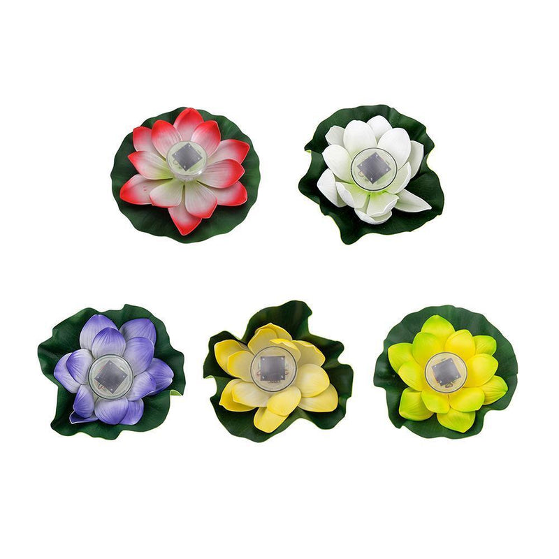 Lotus Solar Lights Flower Float Waterproof Outdoor Pond Pool Decor (Pink)
