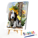 Handpainted DIY Sunflower and Puppy Oil Paint by Numbers Pictures Craft Gift Kit